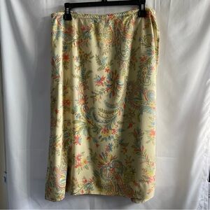 Talbots Floral Paisley Midi Pencil Wrap Skirt Casual Resort 14 Petite